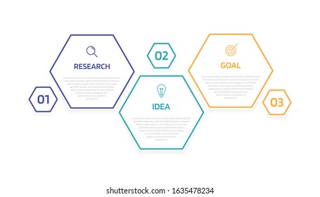 Business process infographic template with 3 options or steps. Modern paper layout design with thin line. Vector illustration graphic design.