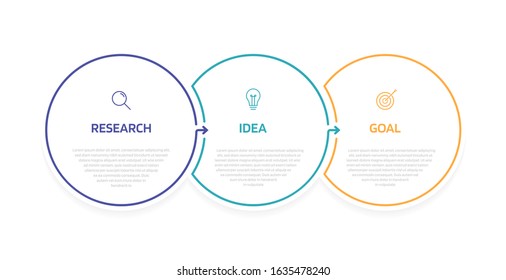 Business process infographic template with 3 options or steps. Modern paper layout design with thin line. Vector illustration graphic design.