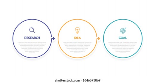 Business process infographic template with 3 options or steps. Modern paper layout design with thin line. Vector illustration graphic design