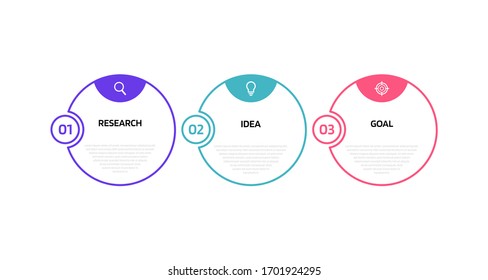 Business process infographic template with 3 options or steps. Thin line design. Vector illustration graphic design.