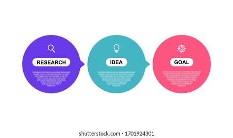 Plantilla de infografía de procesos empresariales con 3 opciones o pasos. Diseño gráfico de ilustración de vector plano.