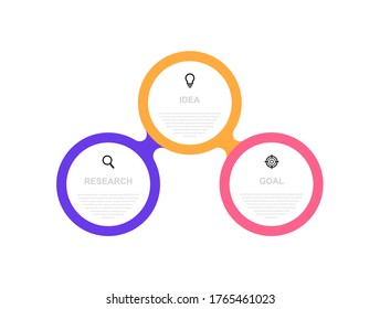 Business process infographic template with 3 options or steps. Thin line design. Vector illustration graphic design.