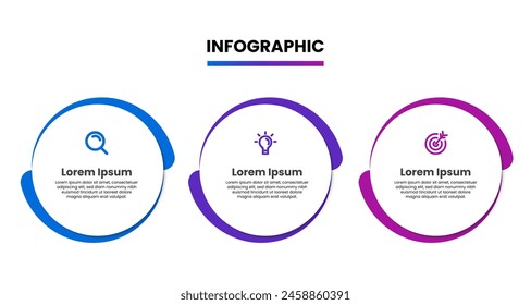 Business process infographic template with 3 options or steps. Timeline infographic design vector