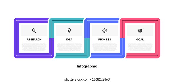 Business process infographic template with 4 options or steps. Modern flat design. Vector illustration.