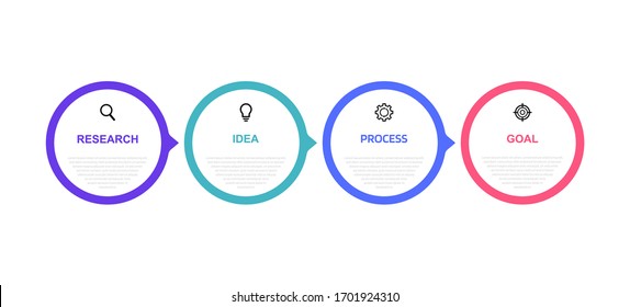 Business process infographic template with 4 options or steps. Flat Vector illustration graphic design.