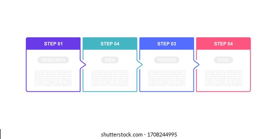 Business process infographic template with 4 options or steps. Thin line design. Vector illustration graphic design.