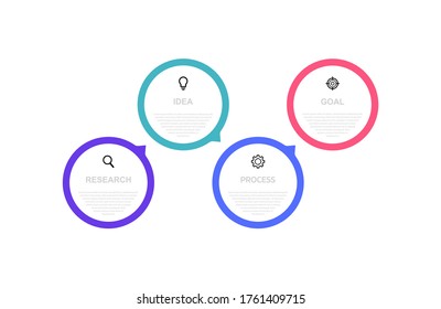 Business process infographic template with 4 options or steps. Thin line design. Vector illustration graphic design.
