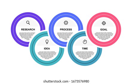 Business Process Infographic Template With 5 Options Or Steps. Modern Flat Design. Vector Illustration.