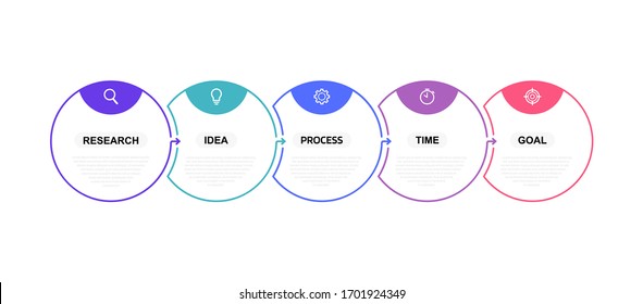 Business process infographic template with 5 options or steps. Thin line design. Vector illustration graphic design.