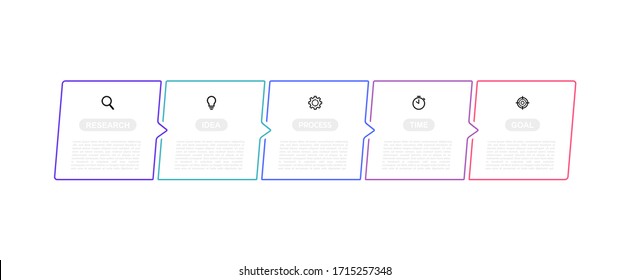 Business process infographic template with 5 options or steps. Thin line design. Vector illustration graphic design.