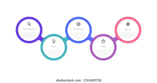 Business process infographic template with 5 options or steps. Thin line design. Vector illustration graphic design.