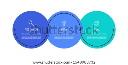 Business process infographic template. Colorful circular elements with numbers 3 options or steps. Vector illustration graphic design.