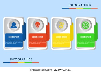 Plantilla de infografía de procesos empresariales. Diseño infográfico con opciones o paso número 4. Diseño gráfico de ilustraciones vectoriales.