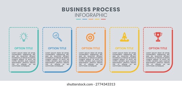 Business Process Infographic Template with Rounded Cards and Icons