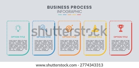 Business Process Infographic Template with Rounded Cards and Icons