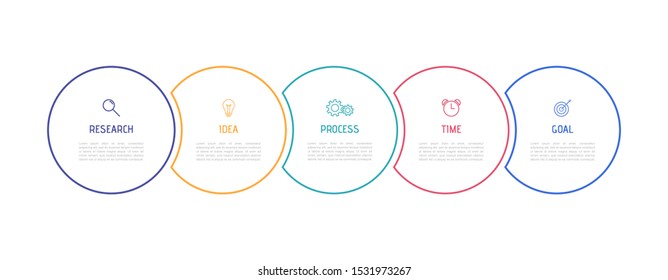 Business process infographic template. Thin line design with numbers 5 options or steps. Vector illustration graphic design.