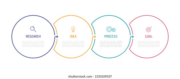 Business Process Infographic Template. Thin Line Design With Numbers 4 Options Or Steps. Vector Illustration Graphic Design.