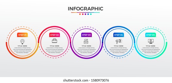 Business process infographic template. Thin line design with numbers options or steps. Vector illustration graphic design.