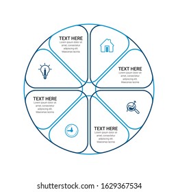 Business process infographic template. Thin line design with numbers 3, 4, 5, 6, options or steps. Vector illustration graphic design.