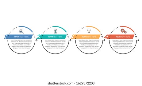 Business process infographic template. Thin line design with numbers 3, 4, 5, 6,  options or steps. Vector illustration graphic design.