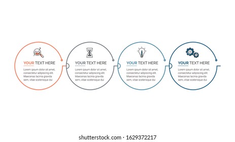 Business process infographic template. Thin line design with numbers 3, 4, 5, 6,  options or steps. Vector illustration graphic design.