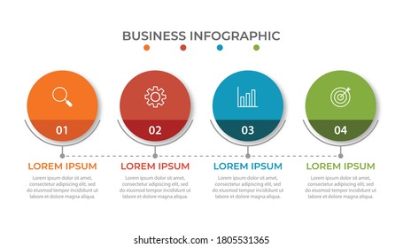 Business process infographic template. Thin line design with numbers 4 options or steps. Vector illustration graphic design