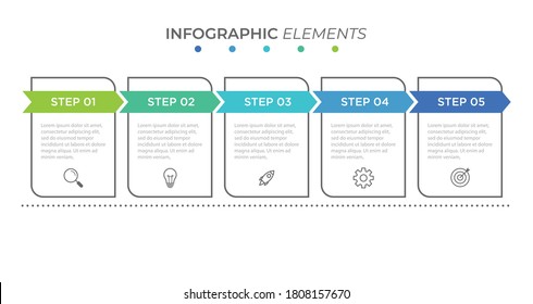 Business process infographic template. Thin line design with numbers 5 options or steps. Vector illustration graphic design