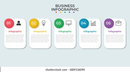 Business process infographic template. Thin line design with numbers 5 options or steps. Vector illustration graphic design