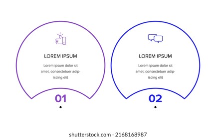 Business process infographic template. Thin line design with numbers 2 options or steps. Vector illustration graphic design