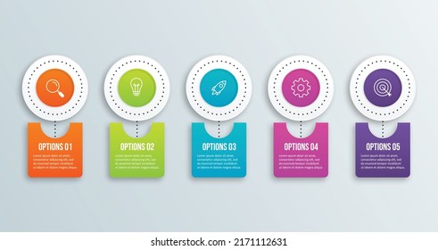 Business process infographic template. Thin line design with numbers 5 options or steps. Vector illustration graphic design