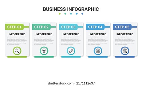 Business process infographic template. Thin line design with numbers 5 options or steps. Vector illustration graphic design