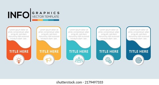 Business process infographic template. Thin line design with numbers 5 options or steps. Vector illustration graphic design