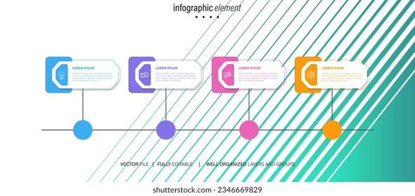 Business process infographic template. Thin line design with numbers 4 options or steps. Vector illustration graphic design
