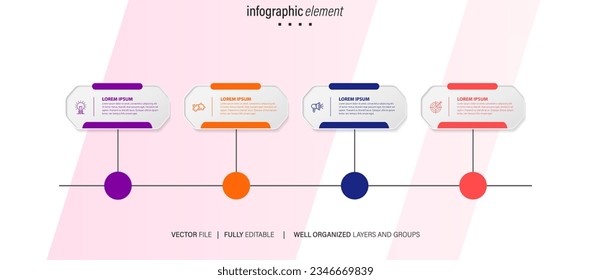 Business process infographic template. Thin line design with numbers 4 options or steps. Vector illustration graphic design
