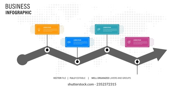 Business process infographic template. Thin line design with numbers 4 options or steps. Vector illustration graphic design
