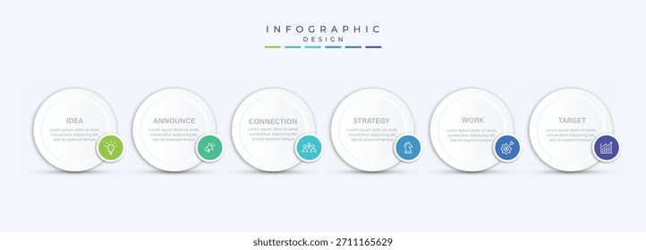 Business process infographic template. Thin line design with numbers 6 options or steps. Vector illustration graphic design