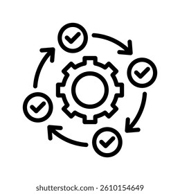 Business Process Line Vector Illustration On White Background.