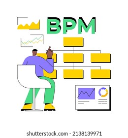 Business process management abstract concept vector illustration. BPM visualization software, business analysis, operation management, monitoring automation, process optimization abstract metaphor.