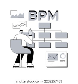 Business process management abstract concept vector illustration. BPM visualization software, business analysis, operation management, monitoring automation, process optimization abstract metaphor.