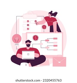Business process management abstract concept vector illustration. BPM visualization software, business analysis, operation management, monitoring automation, process optimization abstract metaphor.