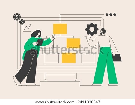 Business process management abstract concept vector illustration. BPM visualization software, business analysis, operation management, monitoring automation, process optimization abstract metaphor.