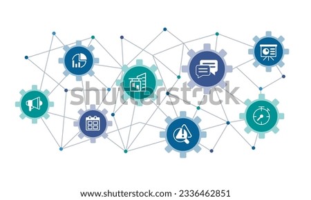 Business process management concept design template with glyph icons. Infographics with editable flat pictograms on white. Colorful vector illustration for ad, web banner, business presentation