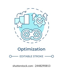 Business process management optimization soft blue concept icon. Process analysis, operational efficiency. Round shape line illustration. Abstract idea. Graphic design. Easy to use in infographic