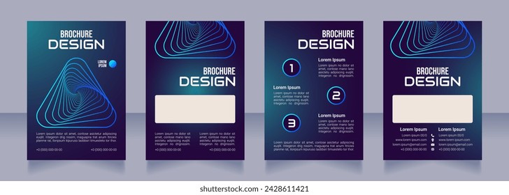 Business process optimization blank brochure design. Template set with copy space for text. Premade corporate reports collection. Editable 4 paper pages. Bebas Neue, Audiowide, Roboto Light fonts used