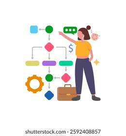 Business Process Optimization, Flat Vector Illustration