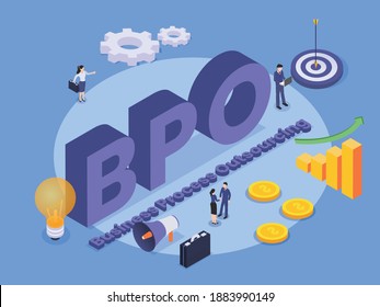 business process outsourcing (BPO) isometric 3d vector concept for banner, website, illustration, landing page, flyer, etc.