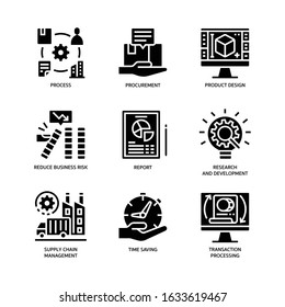 Business process outsourcing icons set solid style