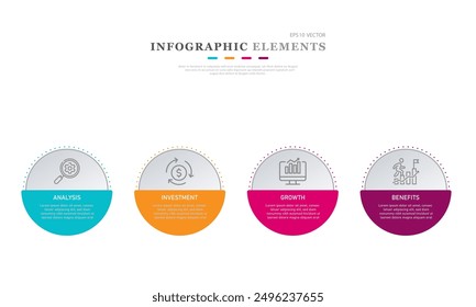 Proceso de negocio con diseño de presentación con opciones de sistema o iconos de flujo de trabajo Ilustración vectorial