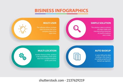 Business process. Rectangle elements design with arrow and marketing icons.