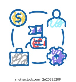 business process of reputation management doodle icon sketch vector. business process of reputation management sign. isolated symbol illustration